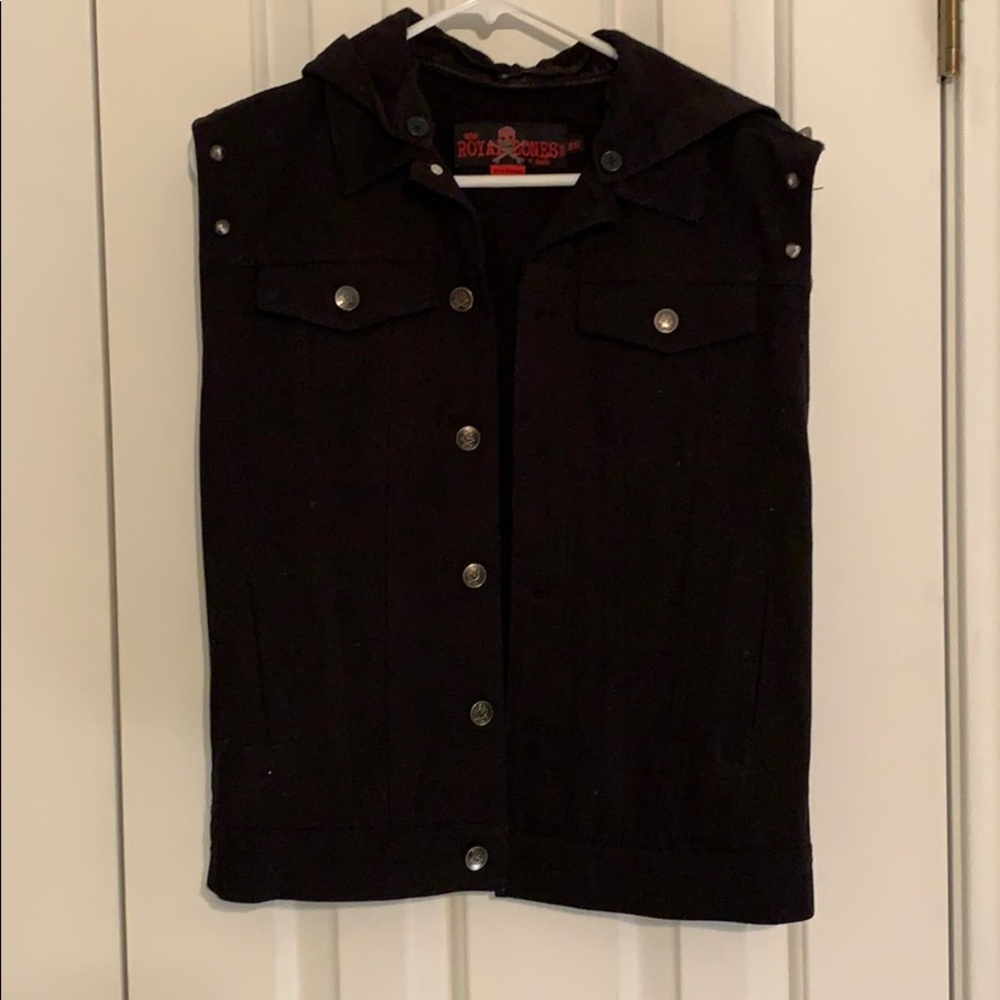Royal Bones Black Moto Vest Gothic Grunge Spikes
